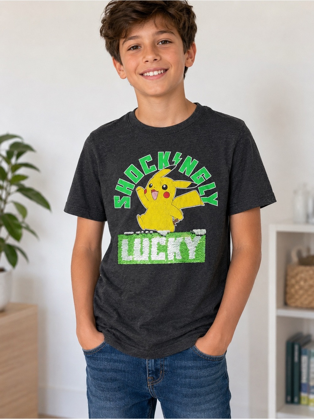 Pokémon Pikachu Reversible Sequin Graphic T-Shirt Youth S